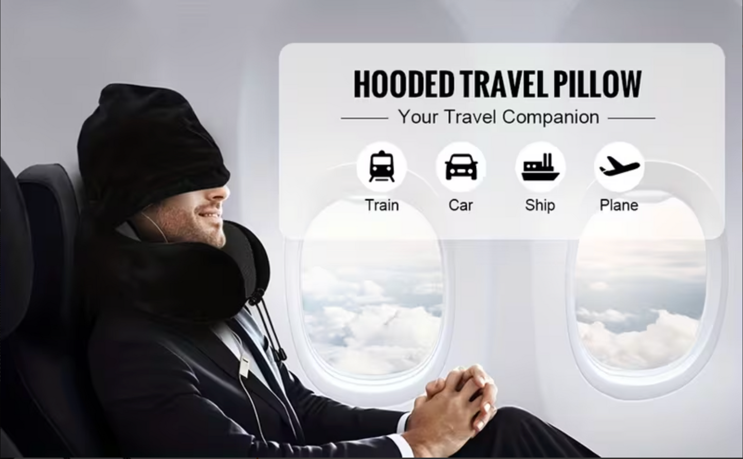 Premium Hooded Comfort Pillow For Travel